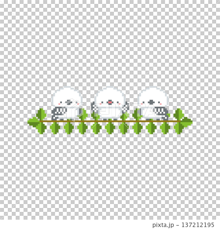 植物とシマエナガのドット絵 植物とシマエナガのドット絵 137212195
