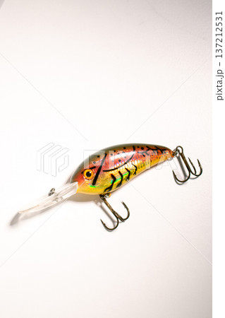 Fishing accessories bobbers, hooks, tackles, baits isolated on white background. Image for shop for fisherman. Close up Fishing accessories bobbers, hooks, tackles, baits isolated on white background. Image for shop for fisherman. Close up 137212531