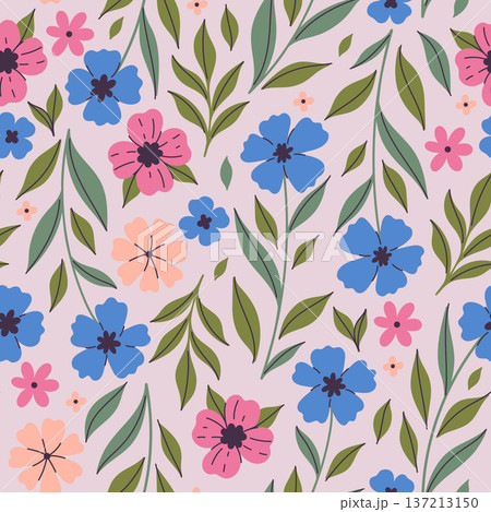 Seamless pattern with delicate, subtle flowers. Vector graphics. Seamless pattern with delicate, subtle flowers. Vector graphics. 137213150
