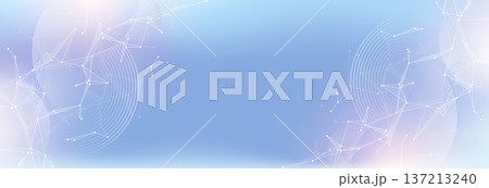 Abstract tech network connection dots. Digital background and big data technology. Blue background with plexus lines effect. Geometric background with abstract mesh. 137213240