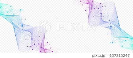 Abstract tech network connection dots. Digital background and big data technology. Blue background with plexus lines effect. Geometric background with abstract mesh. 137213247