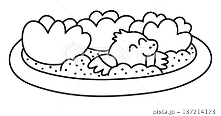 Vector black and white flower bed. Garden plant with railing and smiling mole clipart. Baby greenery with leaves isolated on white background. Line spring illustration, coloring page Vector black and white flower bed. Garden plant with railing and smiling mole clipart. Baby greenery with leaves isolated on white background. Line spring illustration, coloring page 137214173
