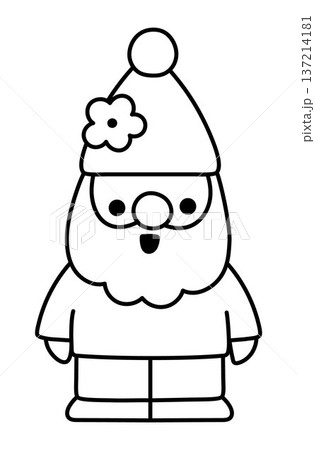 Vector garden dwarf line icon. Magic creature clipart. Cute black and white fairytale character. Woodland fantasy gnome with flower on hat. Forest fairy tale illustration, coloring page Vector garden dwarf line icon. Magic creature clipart. Cute black and white fairytale character. Woodland fantasy gnome with flower on hat. Forest fairy tale illustration, coloring page 137214181