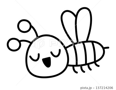 Vector black and white bee icon. Spring wasp line clipart. Funny woodland, forest, garden insect. Cute bumblebee bug with illustration, coloring page for kids isolated on white background Vector black and white bee icon. Spring wasp line clipart. Funny woodland, forest, garden insect. Cute bumblebee bug with illustration, coloring page for kids isolated on white background 137214206