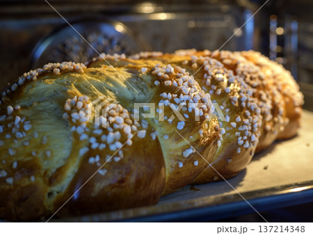 sweet easter striezel in an oven sweet easter striezel in an oven 137214348
