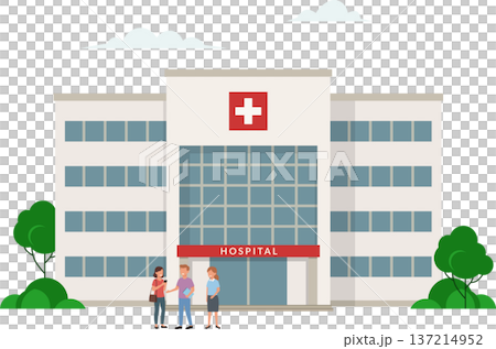 Hospital building with people illustration Hospital building with people illustration 137214952