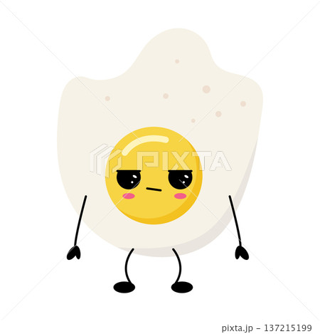 Fried egg with unhappy emoji. Fried egg with unhappy emoji. 137215199