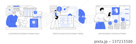 AI-Powered Financial Planning abstract concept vector illustrations. AI-Powered Financial Planning abstract concept vector illustrations. 137215580