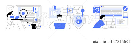 AI and Quantum Securing Digital Innovation abstract concept vector illustrations. 137215601