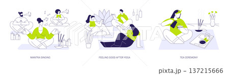 Yoga practice isolated cartoon vector illustrations se 137215666