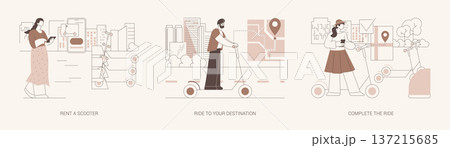 Electric scooter rental isolated cartoon vector illustrations se Electric scooter rental isolated cartoon vector illustrations se 137215685