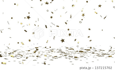 Luxury themed event decorations with shimmering metallic accents and falling confetti Luxury themed event decorations with shimmering metallic accents and falling confetti 137215702