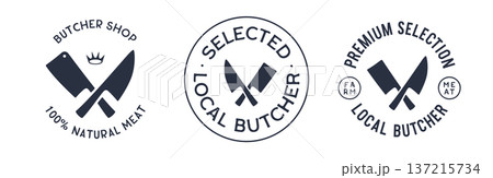 Premium butcher shop and meat label collection for retail branding 137215734