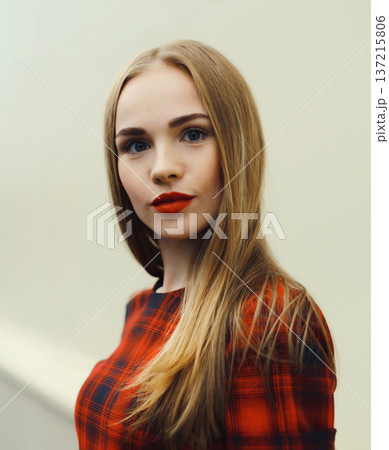 Portrait of beautiful young blonde woman Portrait of beautiful young blonde woman 137215806