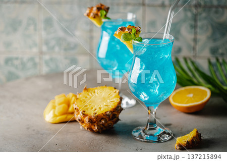 Boozy Blue Hawaii Cocktail Boozy Blue Hawaii Cocktail 137215894