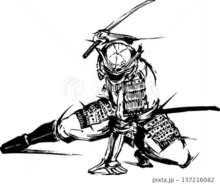 刀を構える侍 137216082
