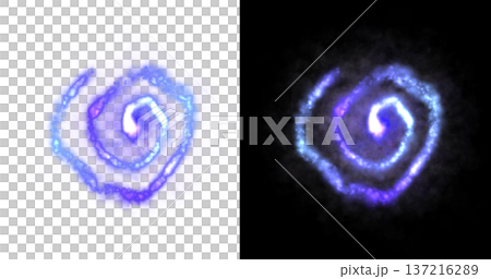 Glowing blue spiral trail with smoke and particles on transparent background, abstract energy vortex or magical cosmic swirl Glowing blue spiral trail with smoke and particles on transparent background, abstract energy vortex or magical cosmic swirl 137216289