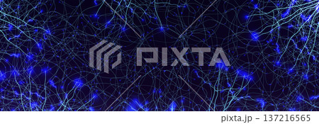 Neural Network Brain Neurone Synapse Connections Lightning Ball Energy Glow. Machine Learning Technology Background for AI Data Flow, BigData, Medical Science Research, Biotech. Vector illustration 137216565