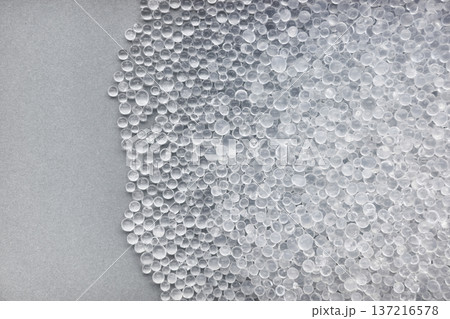 Close up photo of silica gel beads, space for text. 137216578