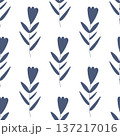 seamless botanical simple pattern with dark blue flowers 137217016