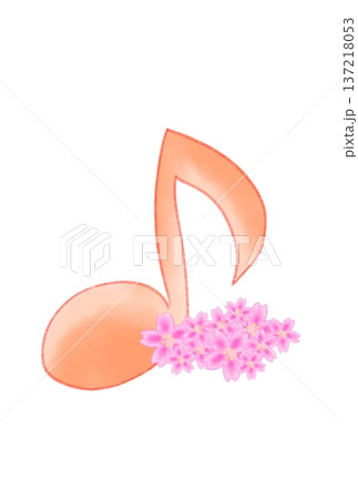 桜の付いた音符 桜の付いた音符 137218053