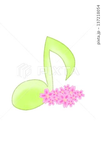 桜の付いた音符 桜の付いた音符 137218054
