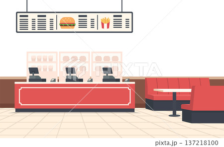 Fast food restaurant counter and interior illustration 137218100