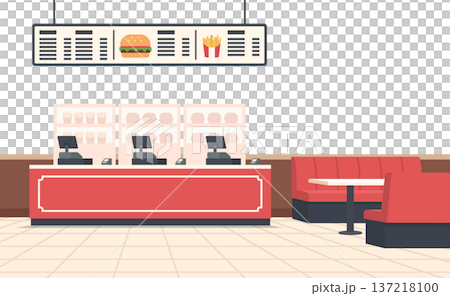 Fast food restaurant counter and interior illustration 137218100