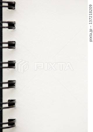 Spiral Notebook Edge Closeup Textured Paper, Vintage Grain And Soft Shadow, Vertical Composition With Visible Coil And Margin, Minimal Workspace Mood Perfect For Planner Mockups, Stationery Design 137218209
