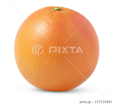 Single grapefruit fruit isolated. Organic citrus fruit clipping path. 137218485