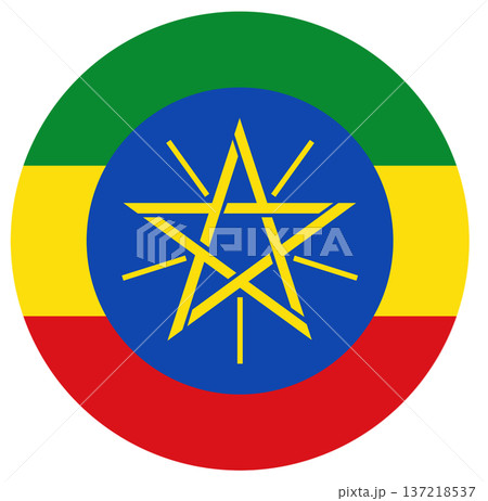 Round flag of Ethiopia isolated in circle shape. 137218537