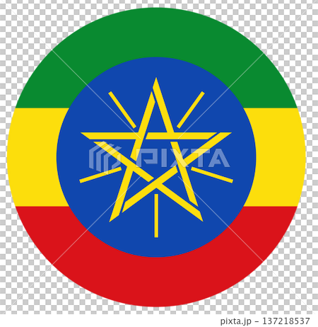 Round flag of Ethiopia isolated in circle shape. Round flag of Ethiopia isolated in circle shape. 137218537