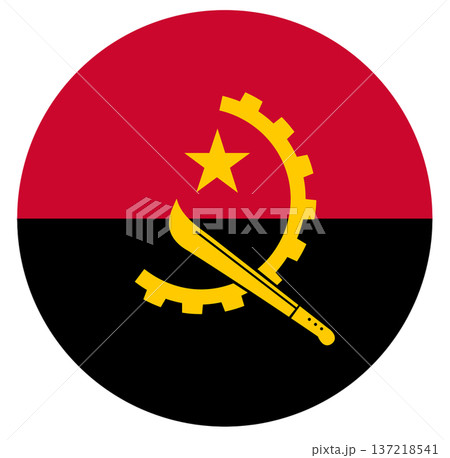 Round flag of Angola isolated in circle shape. 137218541
