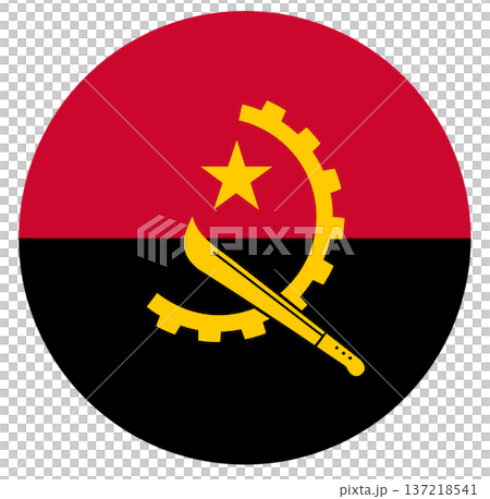 Round flag of Angola isolated in circle shape. Round flag of Angola isolated in circle shape. 137218541