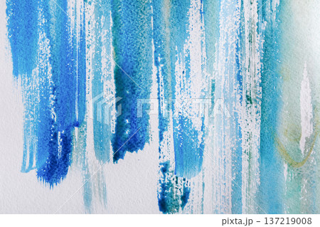 Marine blue watercolor background. Gradient brush strokes on textured white paper, top view, copy space Marine blue watercolor background. Gradient brush strokes on textured white paper, top view, copy space 137219008