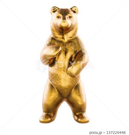 Golden bear figurine standing, 3d rendering Golden bear figurine standing, 3d rendering 137220446