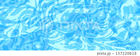 Flowing water pattern with trippy waves and liquid swirls in blue tones. Abstract aquatic background with retro vibes perfect for posters and wallpaper. Stock vector illustration in psychedelic style. 137220618