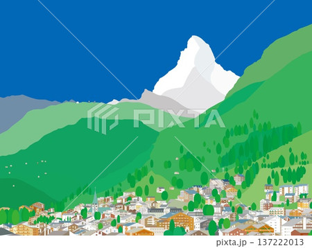 ツェルマット　zermatt　マッターホルン　matterhorn　スイス　春風景 137222013