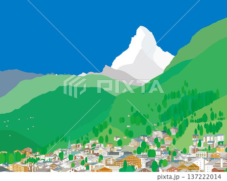 ツェルマット　zermatt　マッターホルン　matterhorn　スイス　春風景 137222014