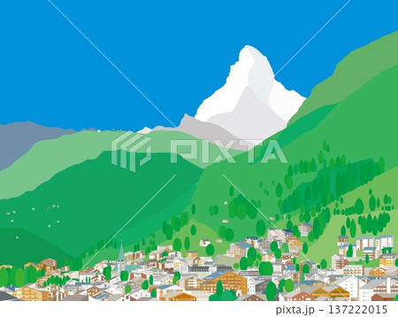 ツェルマット　zermatt　マッターホルン　matterhorn　スイス　春風景 137222015