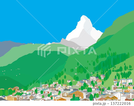 ツェルマット　zermatt　マッターホルン　matterhorn　スイス　春風景 137222016