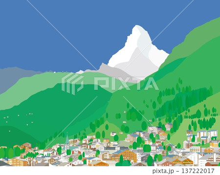 ツェルマット　zermatt　マッターホルン　matterhorn　スイス　春風景 137222017