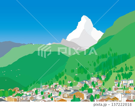 ツェルマット　zermatt　マッターホルン　matterhorn　スイス　春風景 137222018