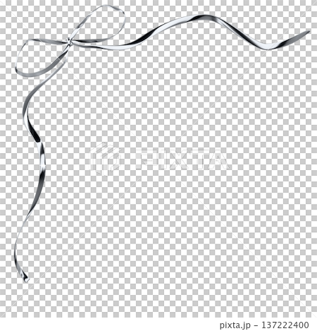 Chrome metallic 3D ribbon corner frame decoration with silver bow material 137222400