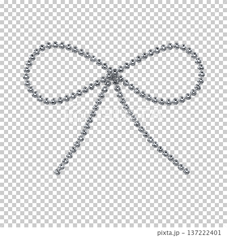 Y2K Chrome Metal 3D Ribbon Silver Bow Decorative Design Material 137222401