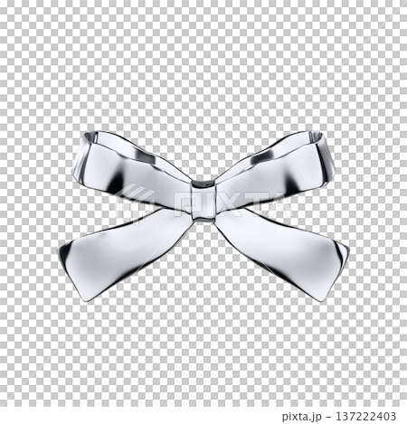 Y2Kクロームメタル3Dリボン シルバー蝶結び装飾デザイン素材 Y2Kクロームメタル3Dリボン シルバー蝶結び装飾デザイン素材 137222403