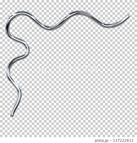 Y2K Chrome Metal 3D Wave Line Silver Gloss Snake Curve Decorative Material 137222612