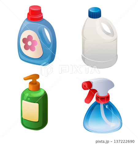 cleaning bottle product object icon set 137222690