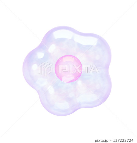 ゆめかわいい3Dホログラム花　パールセンター付き透明感オーロラフラワー素材 137222724