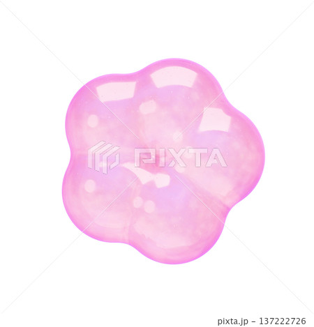 ゆめかわいい3Dゼリーフラワー　ピンク透明感ホログラフィック花形装飾素材 137222726